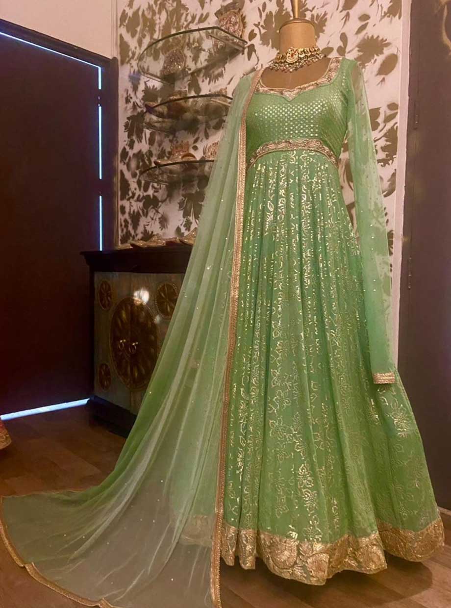 Green Sequin Anarkali  BHUMIKA GROVER