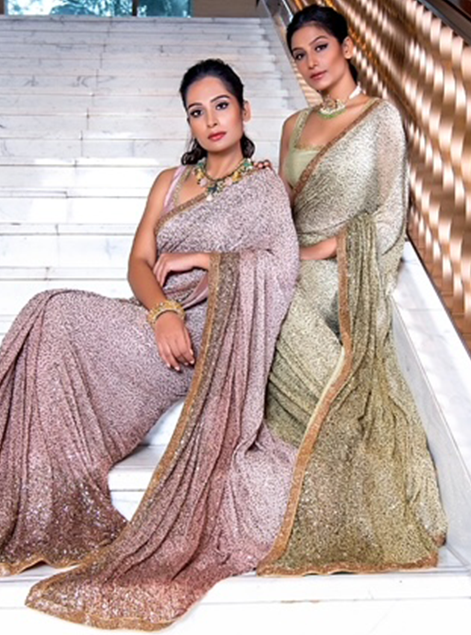 Ombre Sequin Saree