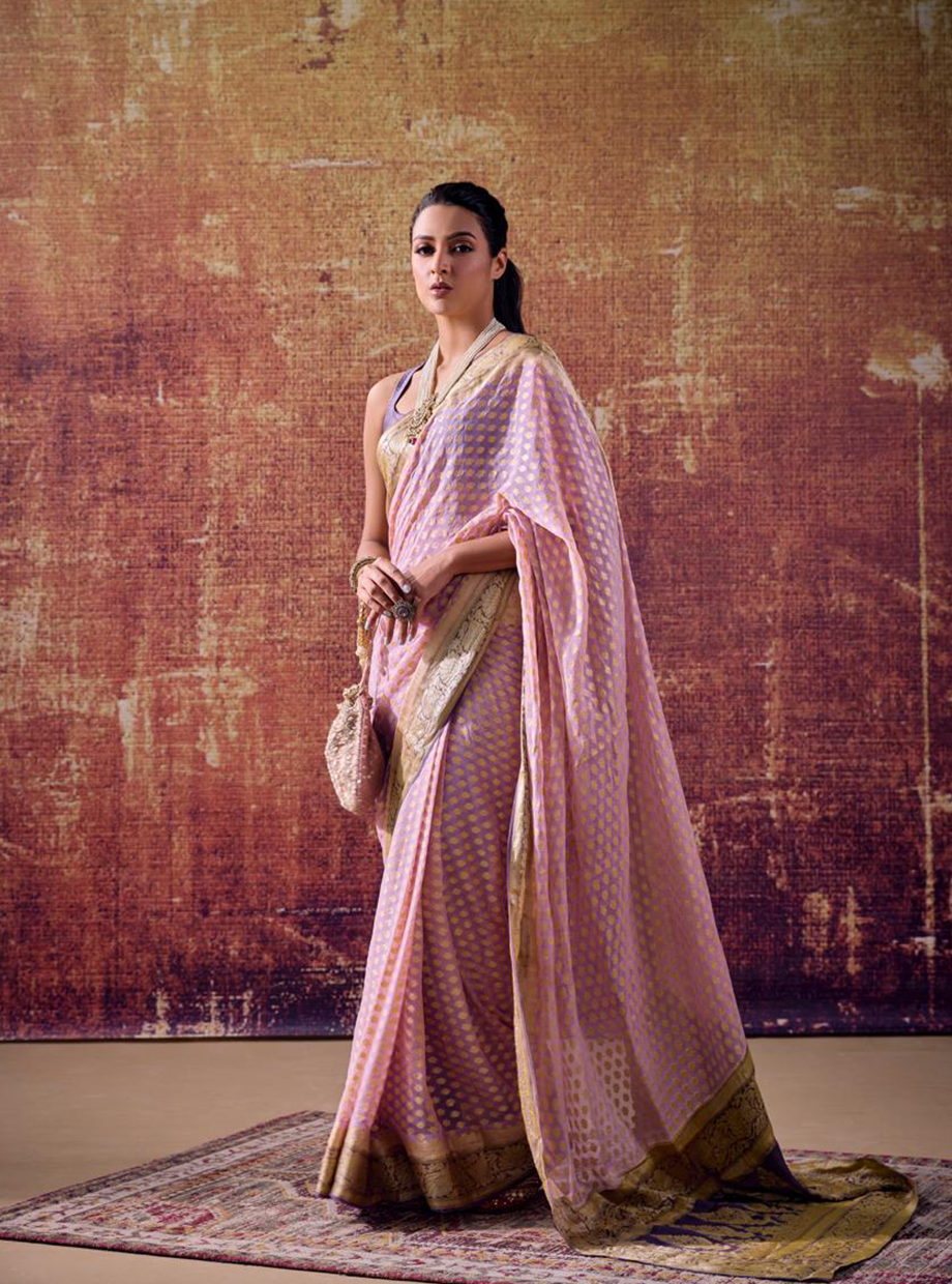 Mauve Georgette Banarasi Saree