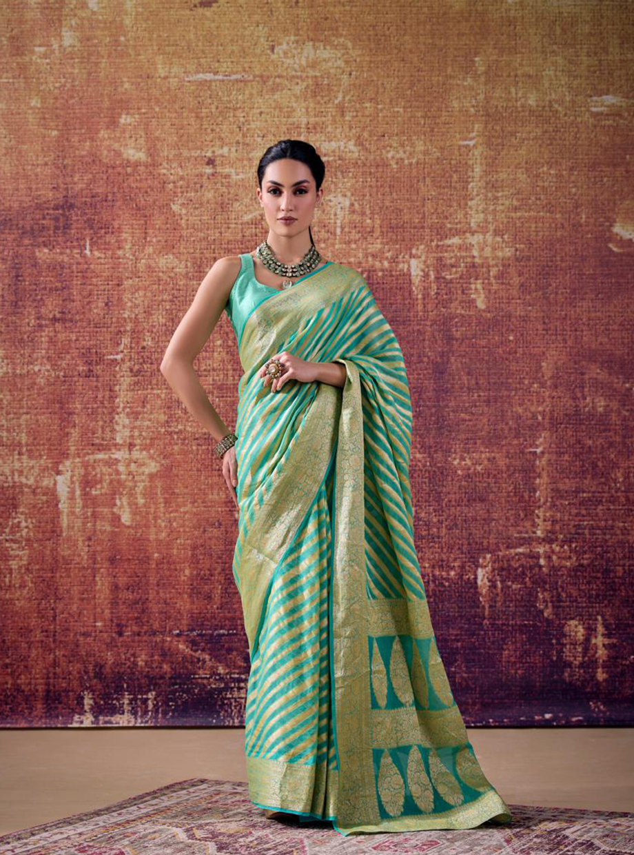 Seafoam Green Georgette Banarasi Saree