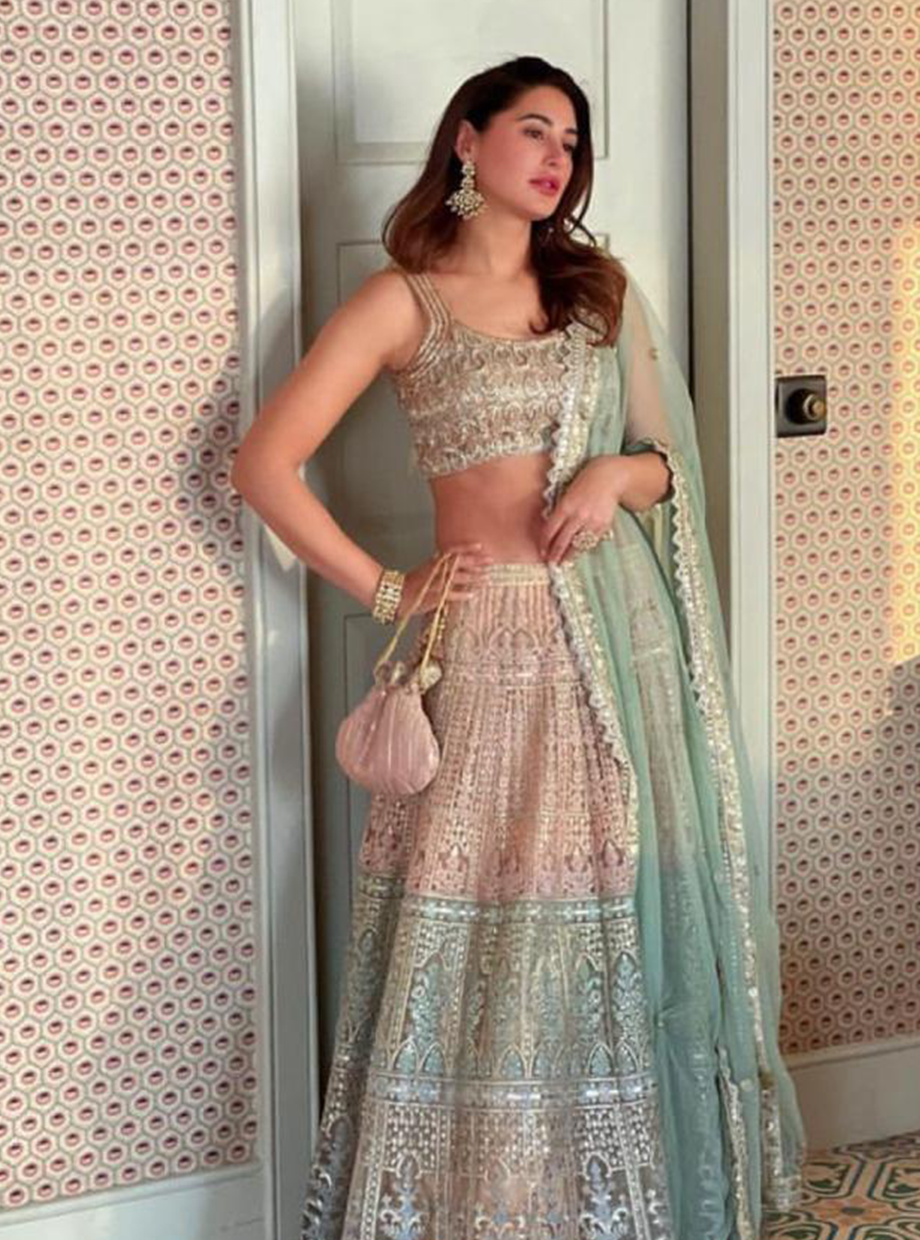 Ivory and gold cutwork lehenga