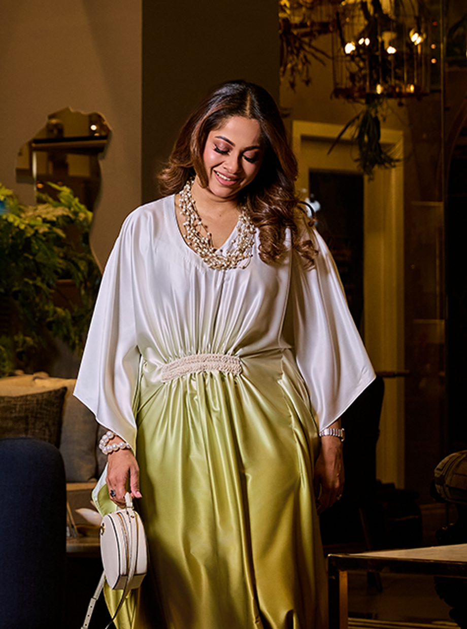 Ivory To Olive Ombre Kaftan