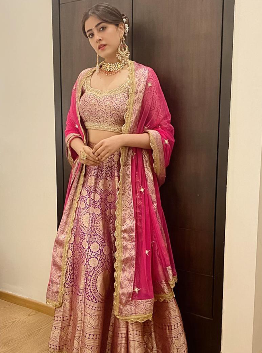 Purpel Banarsi Lehenga