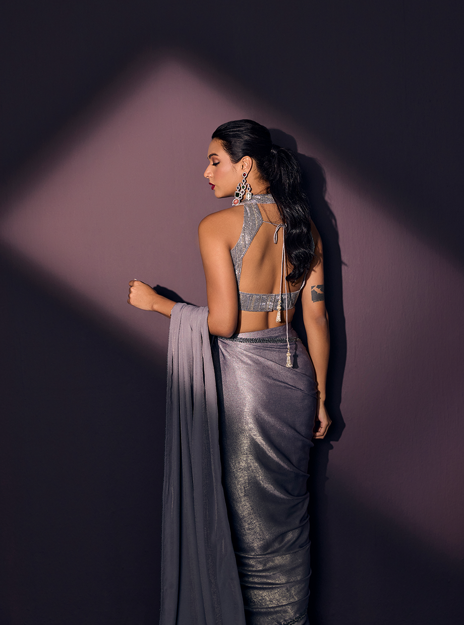 Pewter Drape Saree