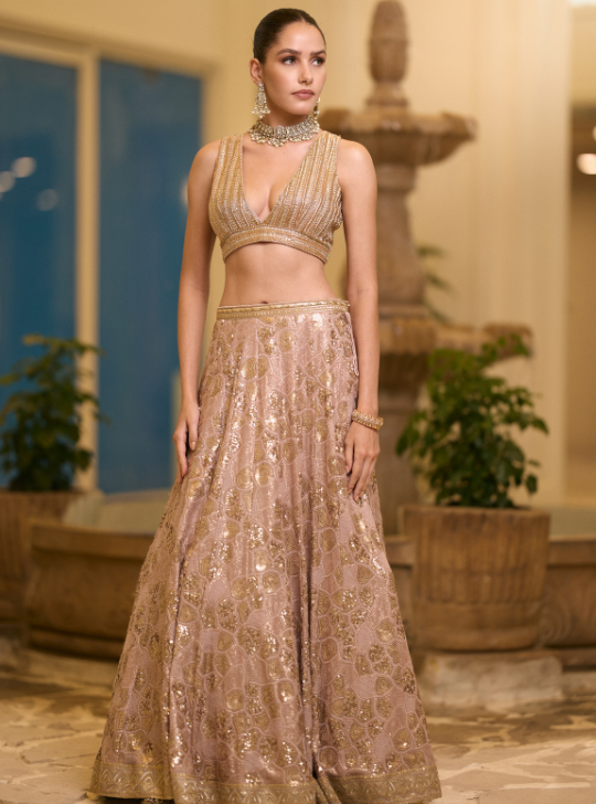 Rose Pink Sequence Lehenga