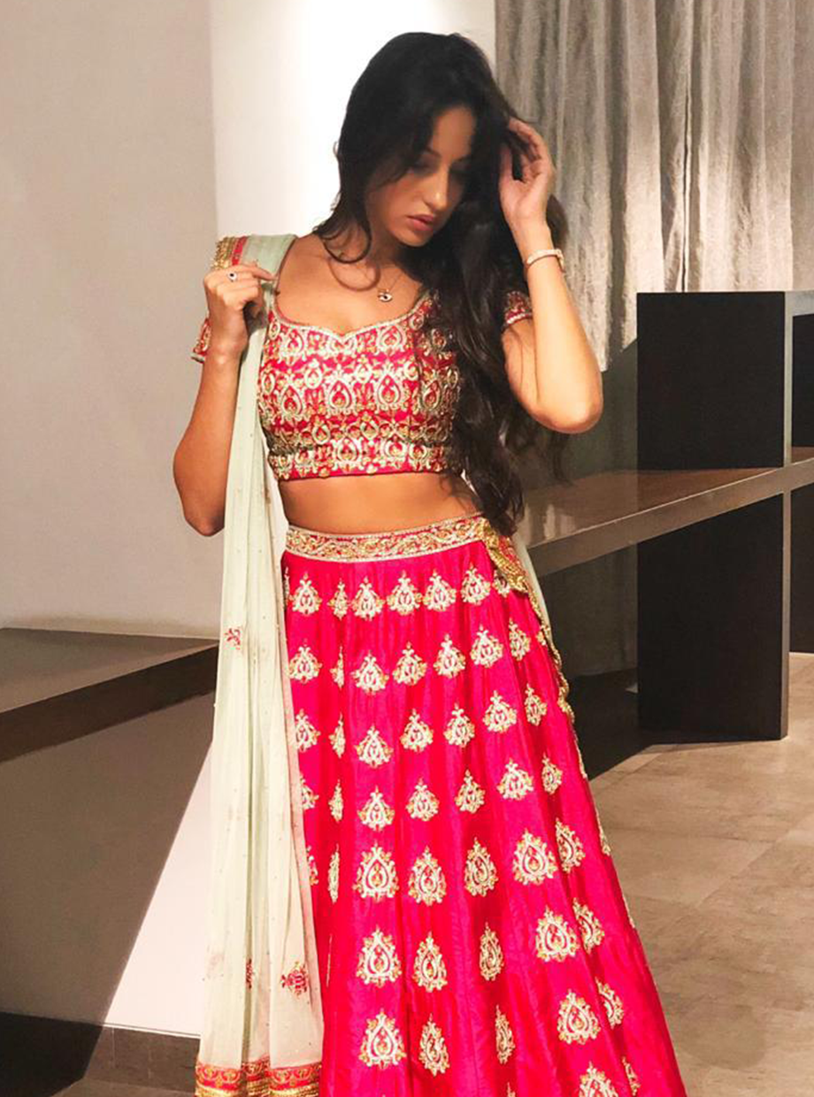 Caoral Pink Hand Crafted Lehenga