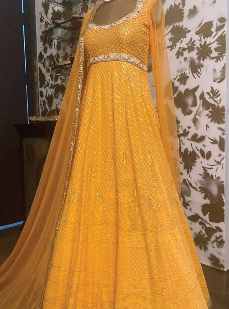Orange Sequin Anarkali  BHUMIKA GROVER