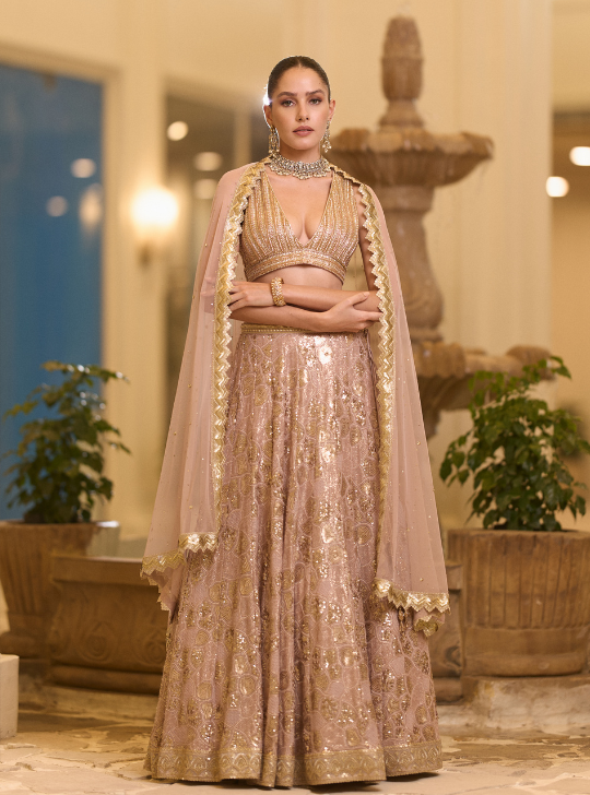 Rose Pink Sequence Lehenga