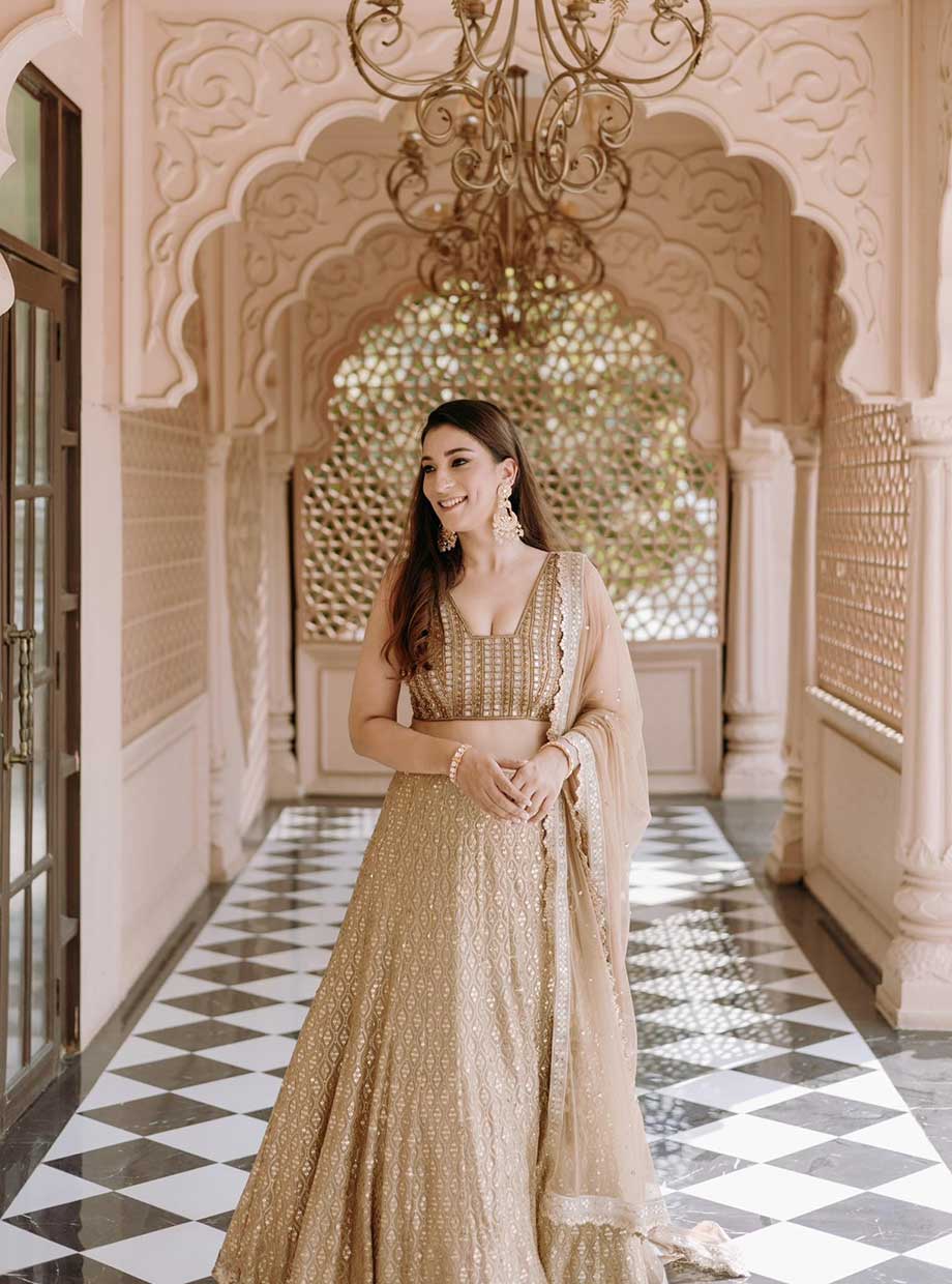 Gold Mirror Sequin Tonal Lehanga