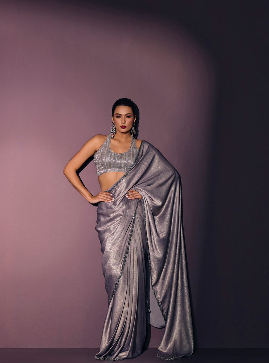 Pewter Drape Saree