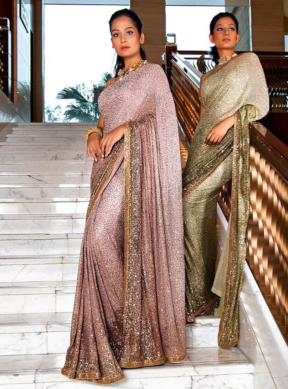 Ombre Sequin Saree