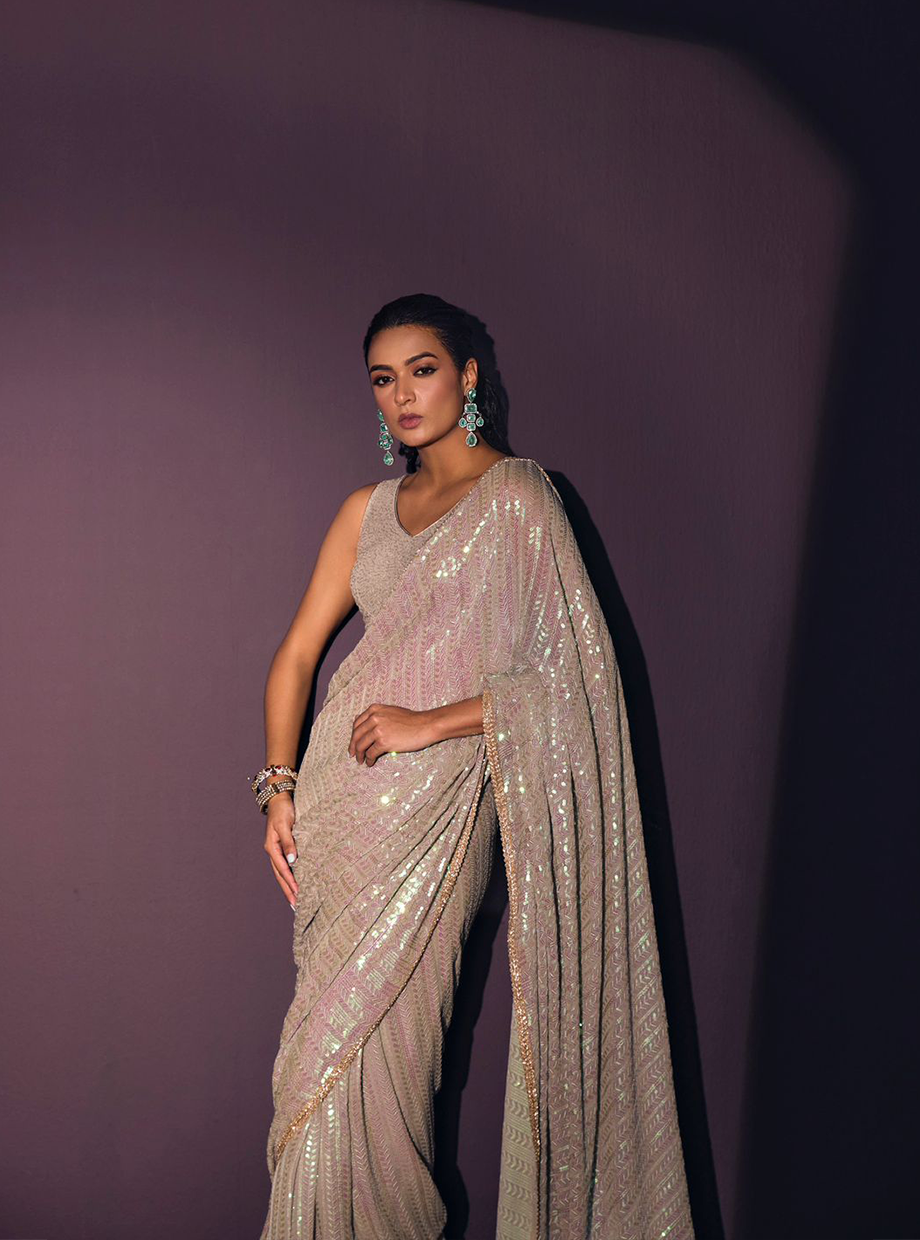 Rainbow Sequin Saree