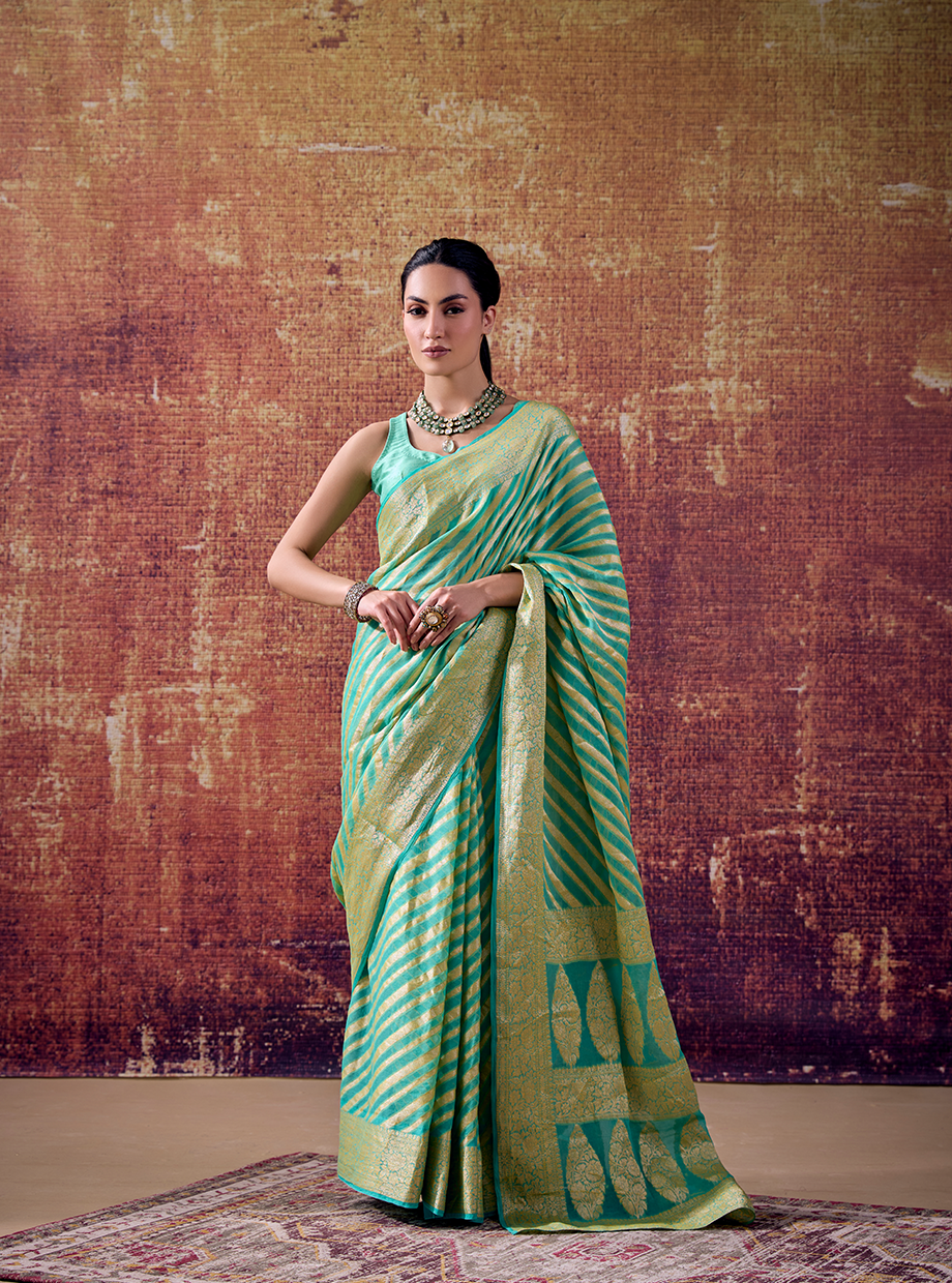 Seafoam Green Georgette Banarasi Saree