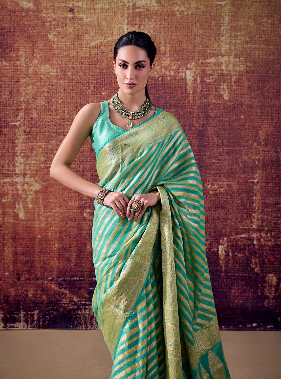 Seafoam Green Georgette Banarasi Saree